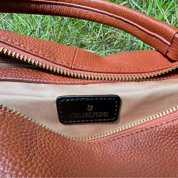 ORA DELPHINE 🦋 Cognac Leather Satchel Bag - Picture 5 of 5